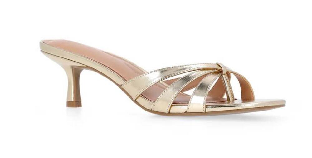 Gold Kitten Heels Mule Sandals Size 9 Brand New